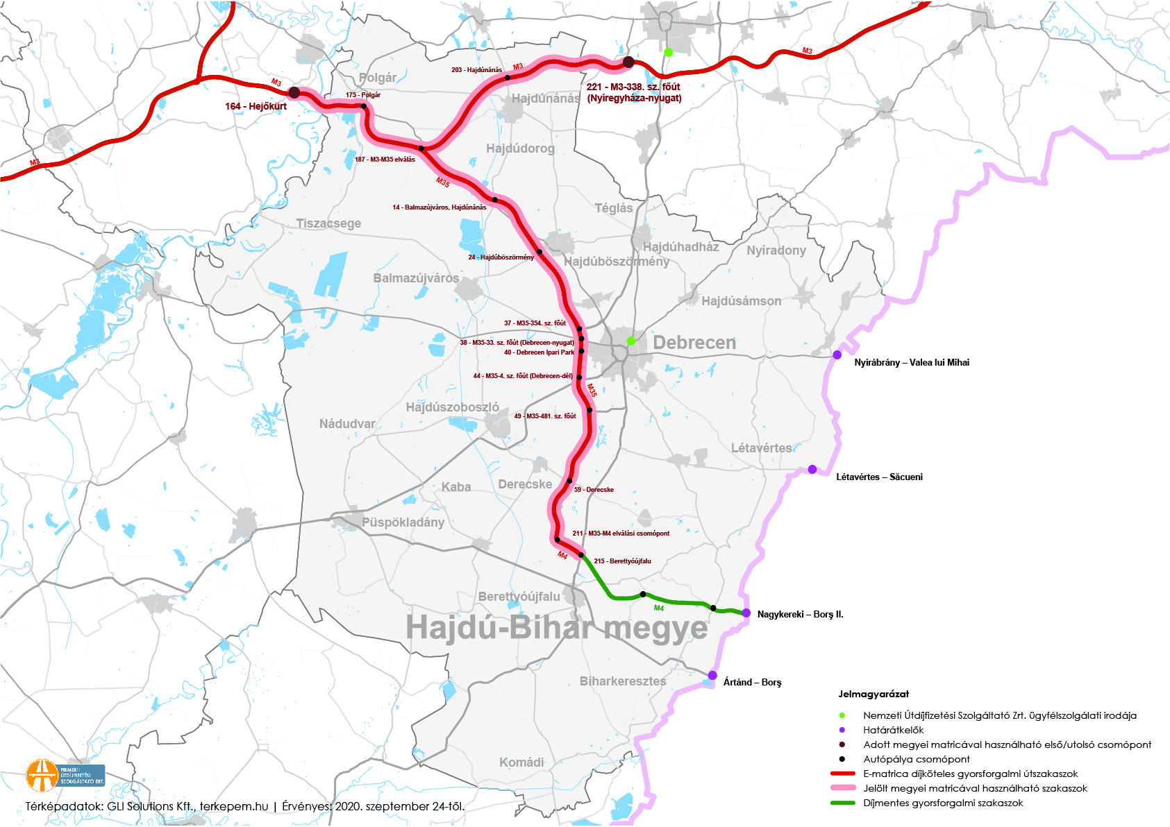 Fizetős utak Hajdú-Bihar megye